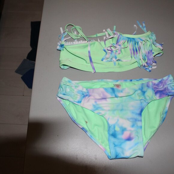 Multi Color 2 Pcs Justice Bikini Swimsuit Size 14 - Picture 2 of 11